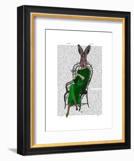 Lady Bella Rabbit Taking Tea-Fab Funky-Framed Art Print