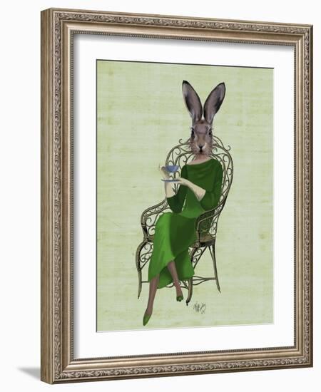 Lady Bella Rabbit Taking Tea-Fab Funky-Framed Art Print