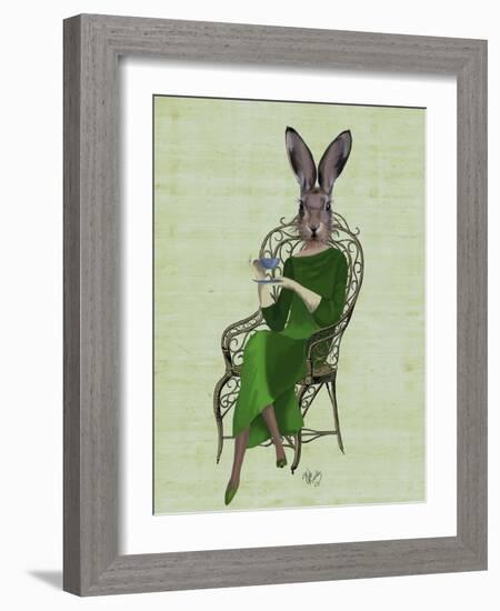 Lady Bella Rabbit Taking Tea-Fab Funky-Framed Art Print