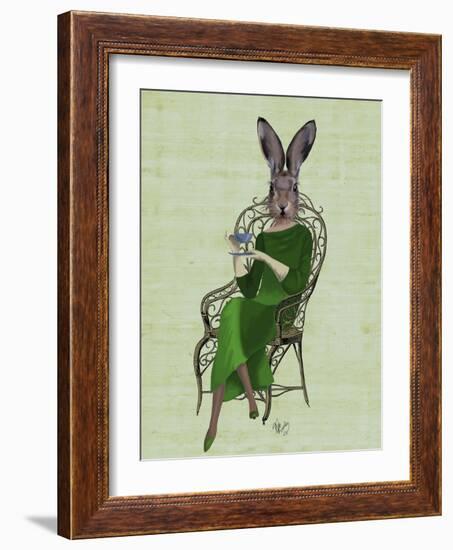 Lady Bella Rabbit Taking Tea-Fab Funky-Framed Art Print