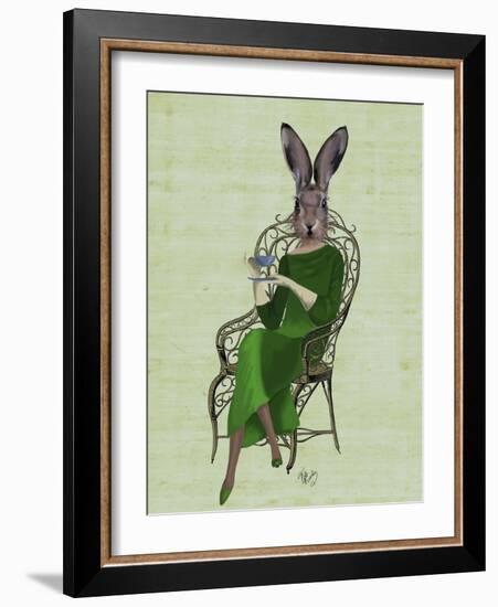 Lady Bella Rabbit Taking Tea-Fab Funky-Framed Art Print