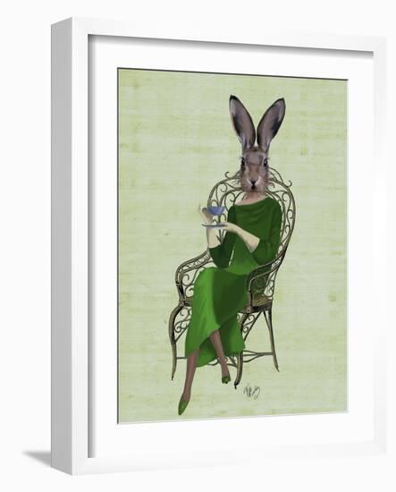 Lady Bella Rabbit Taking Tea-Fab Funky-Framed Art Print