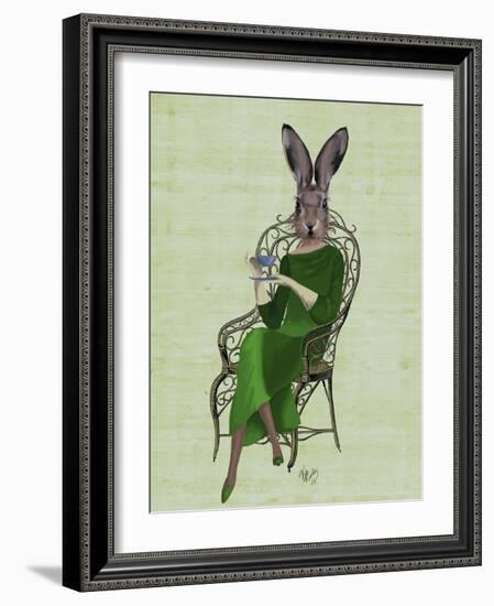 Lady Bella Rabbit Taking Tea-Fab Funky-Framed Art Print