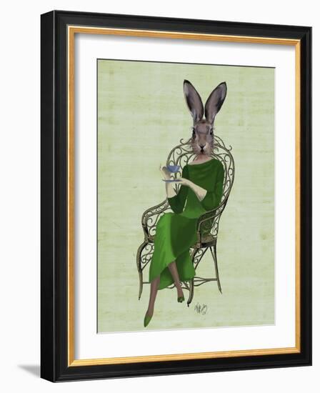 Lady Bella Rabbit Taking Tea-Fab Funky-Framed Art Print
