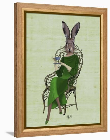 Lady Bella Rabbit Taking Tea-Fab Funky-Framed Stretched Canvas