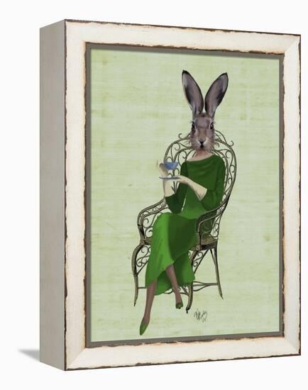 Lady Bella Rabbit Taking Tea-Fab Funky-Framed Stretched Canvas