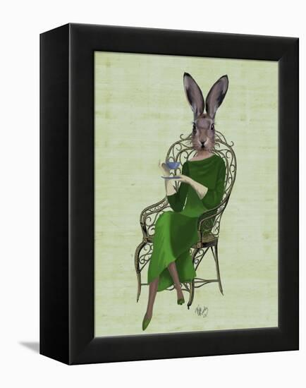 Lady Bella Rabbit Taking Tea-Fab Funky-Framed Stretched Canvas