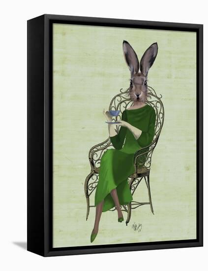 Lady Bella Rabbit Taking Tea-Fab Funky-Framed Stretched Canvas