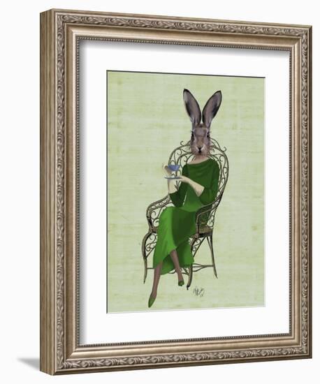 Lady Bella Rabbit Taking Tea-Fab Funky-Framed Premium Giclee Print