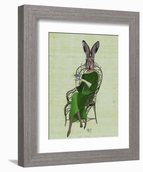 Lady Bella Rabbit Taking Tea-Fab Funky-Framed Premium Giclee Print