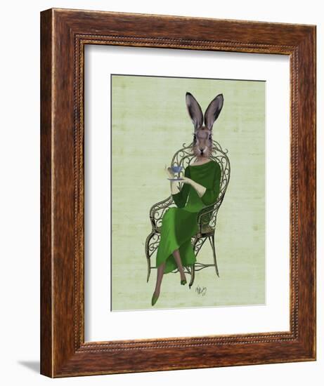 Lady Bella Rabbit Taking Tea-Fab Funky-Framed Premium Giclee Print