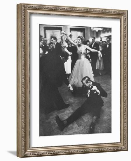 Lady Bernard Docker in Formal Dress, on Floor, Dancing at Fabulous Party Thrown by Her-Carl Mydans-Framed Photographic Print