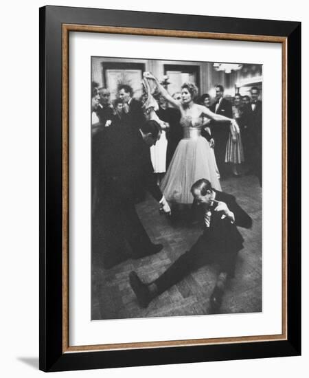 Lady Bernard Docker in Formal Dress, on Floor, Dancing at Fabulous Party Thrown by Her-Carl Mydans-Framed Photographic Print