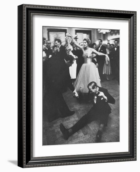 Lady Bernard Docker in Formal Dress, on Floor, Dancing at Fabulous Party Thrown by Her-Carl Mydans-Framed Photographic Print