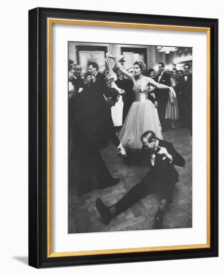 Lady Bernard Docker in Formal Dress, on Floor, Dancing at Fabulous Party Thrown by Her-Carl Mydans-Framed Photographic Print