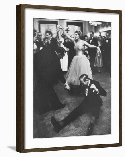 Lady Bernard Docker in Formal Dress, on Floor, Dancing at Fabulous Party Thrown by Her-Carl Mydans-Framed Photographic Print