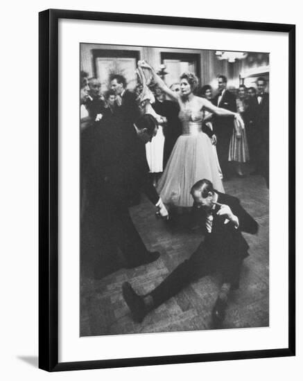 Lady Bernard Docker in Formal Dress, on Floor, Dancing at Fabulous Party Thrown by Her-Carl Mydans-Framed Photographic Print