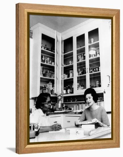 Lady Bird Johnson, in the Kitchen with Her African American Cook, Zephyr Wright-null-Framed Stretched Canvas