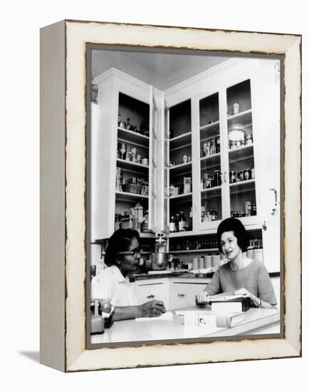 Lady Bird Johnson, in the Kitchen with Her African American Cook, Zephyr Wright-null-Framed Stretched Canvas
