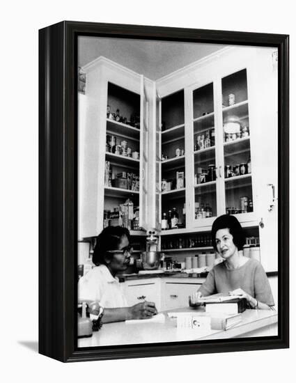 Lady Bird Johnson, in the Kitchen with Her African American Cook, Zephyr Wright-null-Framed Stretched Canvas