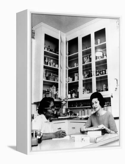 Lady Bird Johnson, in the Kitchen with Her African American Cook, Zephyr Wright-null-Framed Stretched Canvas