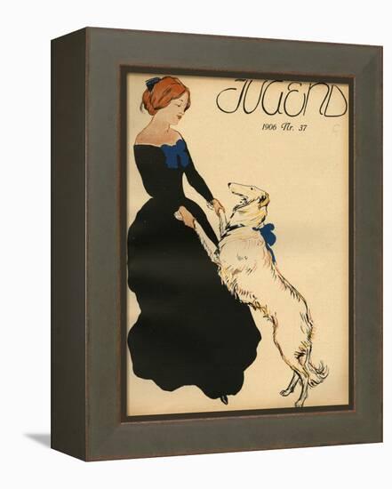 Lady Dance with Dog-null-Framed Premier Image Canvas