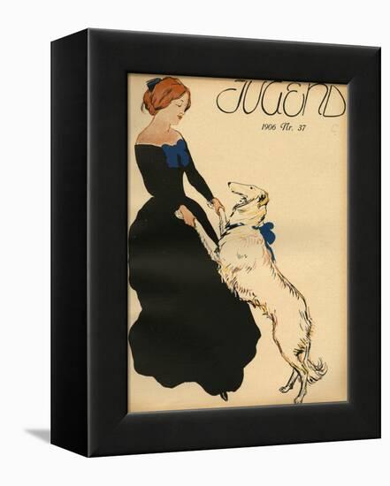 Lady Dance with Dog-null-Framed Premier Image Canvas