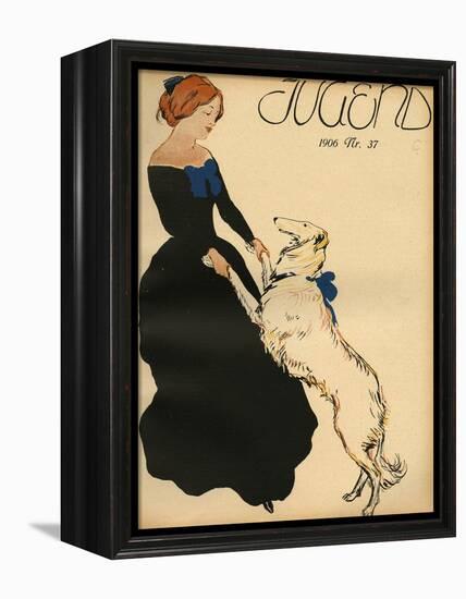 Lady Dance with Dog-null-Framed Premier Image Canvas