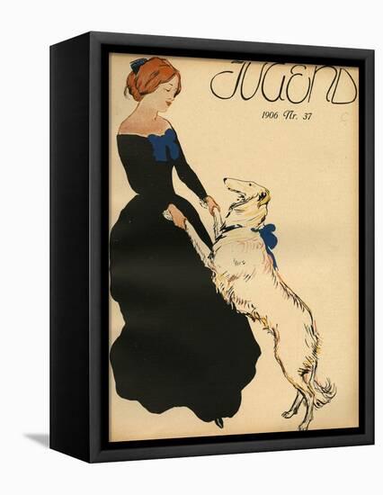 Lady Dance with Dog-null-Framed Premier Image Canvas