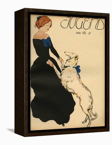 Lady Dance with Dog-null-Framed Premier Image Canvas