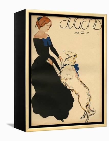 Lady Dance with Dog-null-Framed Premier Image Canvas