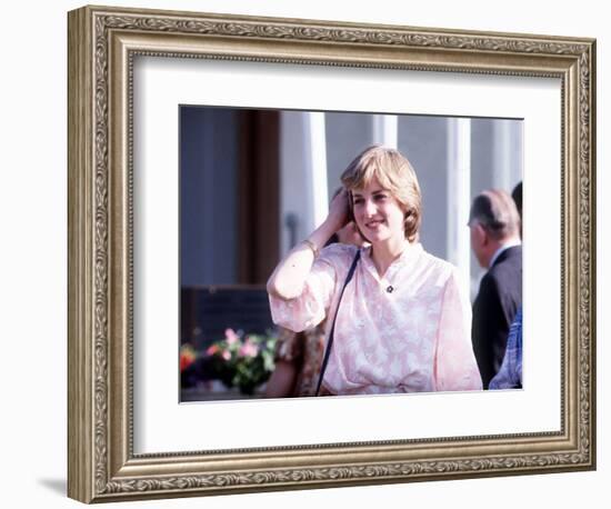 Lady Diana Spencer Attending Polo at Windsor Pink Top - Princess Diana July 1981-null-Framed Photographic Print