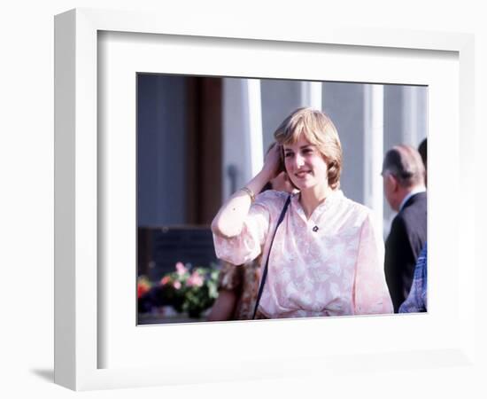 Lady Diana Spencer Attending Polo at Windsor Pink Top - Princess Diana July 1981-null-Framed Photographic Print