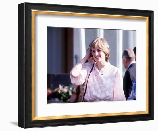 Lady Diana Spencer Attending Polo at Windsor Pink Top - Princess Diana July 1981-null-Framed Photographic Print