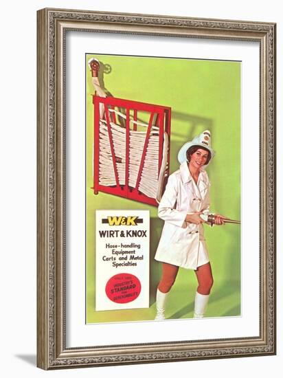 Lady Firefighter with Hose-null-Framed Art Print