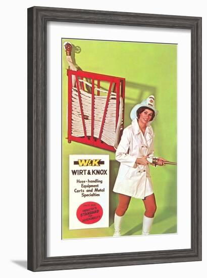 Lady Firefighter with Hose-null-Framed Art Print