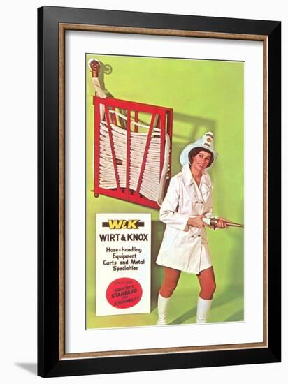 Lady Firefighter with Hose-null-Framed Art Print