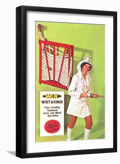 Lady Firefighter with Hose-null-Framed Art Print