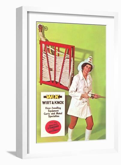 Lady Firefighter with Hose-null-Framed Art Print