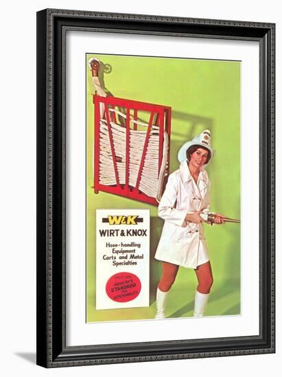 Lady Firefighter with Hose-null-Framed Art Print