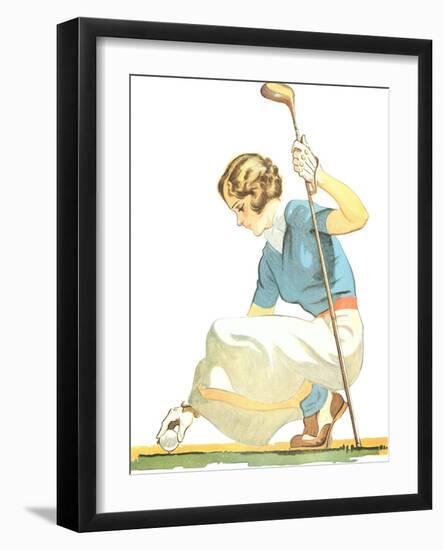 Lady Golfer Teeing Up-null-Framed Art Print