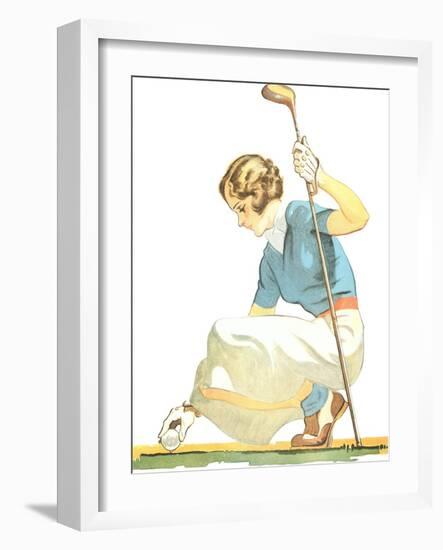 Lady Golfer Teeing Up-null-Framed Art Print