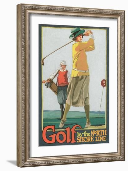 Lady Golfer-null-Framed Premium Giclee Print