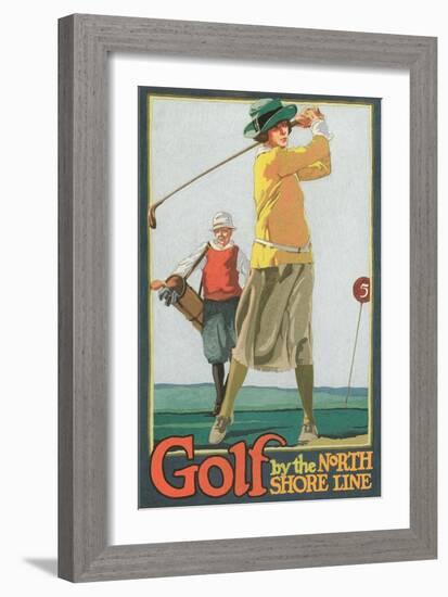 Lady Golfer-null-Framed Premium Giclee Print