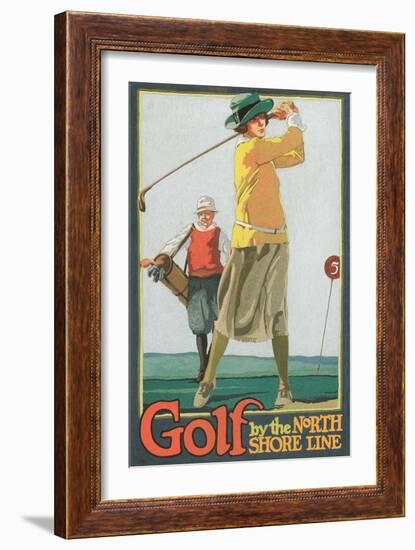 Lady Golfer-null-Framed Premium Giclee Print