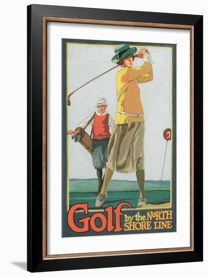 Lady Golfer-null-Framed Premium Giclee Print