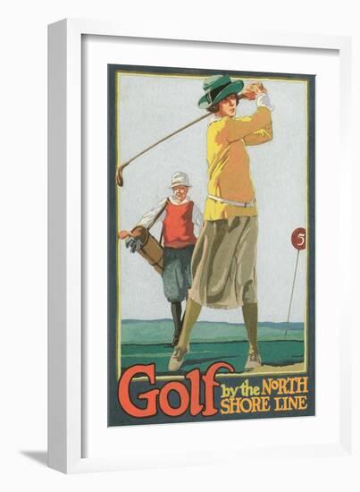 Lady Golfer-null-Framed Premium Giclee Print