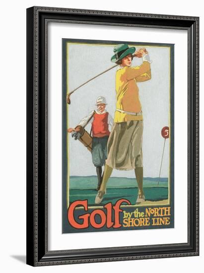 Lady Golfer-null-Framed Premium Giclee Print