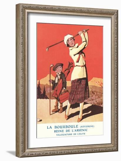 Lady Golfing at Health Spa-null-Framed Art Print