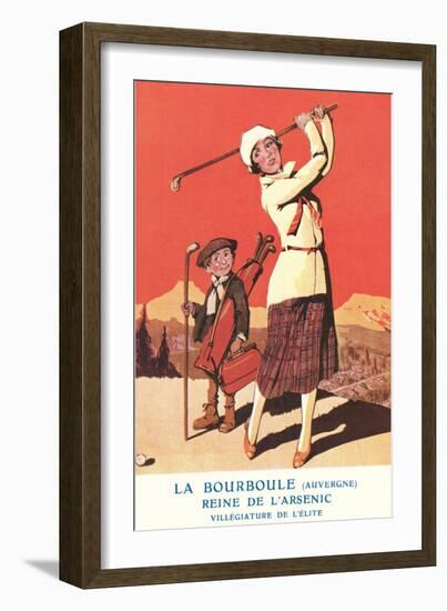 Lady Golfing at Health Spa-null-Framed Art Print